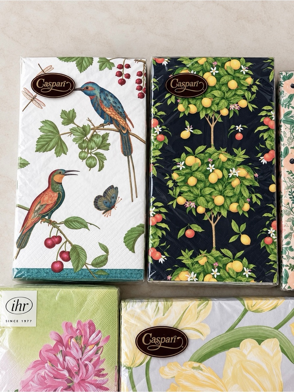 7-Pack Designer Paper Napkins Bundle Caspari Rifle Paper Co IHR NIP - Picture 3 of 4